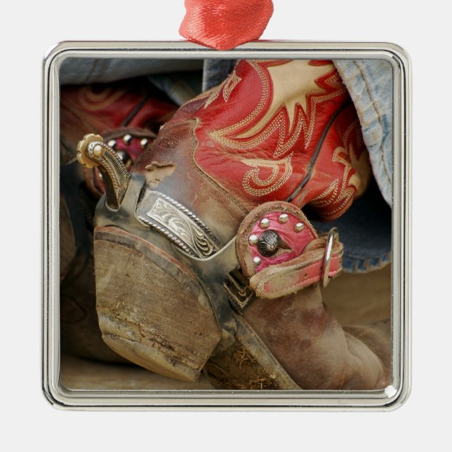 Red Fancy Cowboy Boot Christmas Ornament (Front)