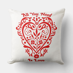 Red Fancy Heart Personalised Design 20in Cushion