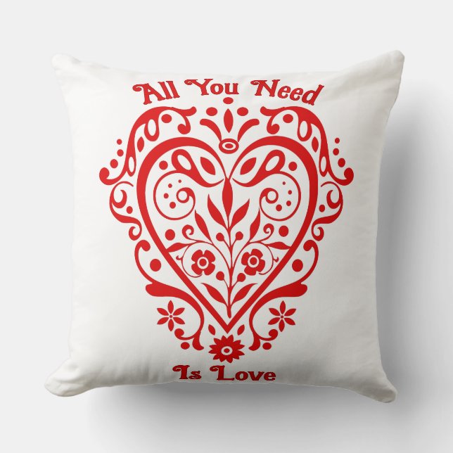 Red Fancy Heart Personalised Design 20in Cushion (Front)