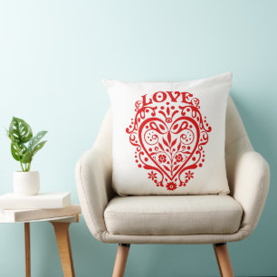 Red Fancy Love Heart 20in Cushion