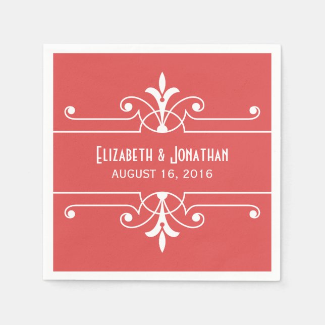 Red Fancy Ornamental Paper Napkins (Front)