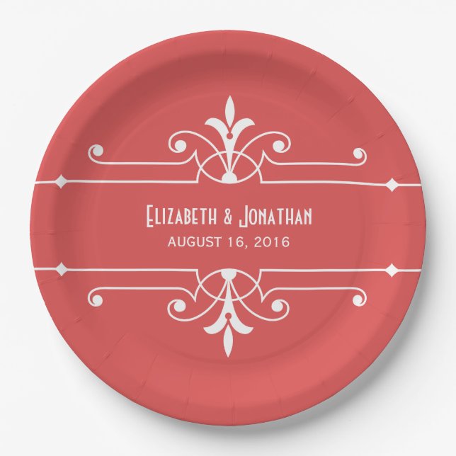 Red Fancy Ornamental Paper Plates (Front)