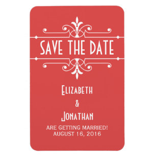 Red Fancy Ornamental Save the Date Magnet