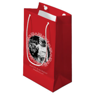 Red Fancy Swirls Photo Frame Small Gift Bag