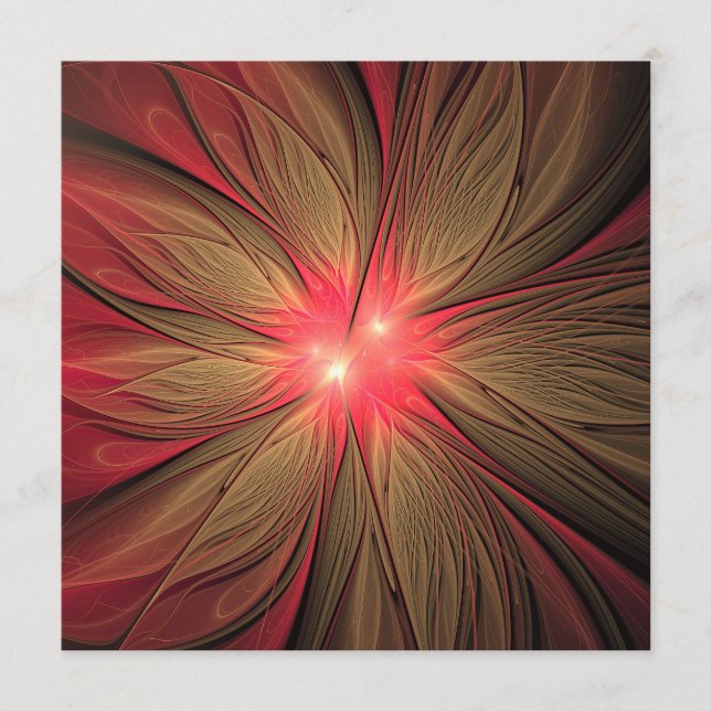 Red fansy fractal flower  advice card (Front)