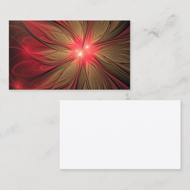 Red fansy fractal flower  appointment card (Front/Back)