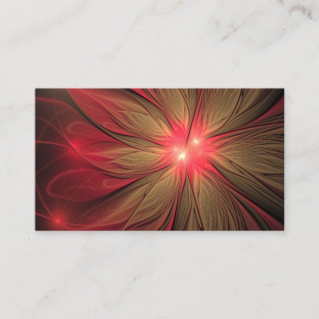 Red fansy fractal flower  business card (Front)