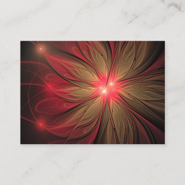 Red fansy fractal flower  business card (Front)