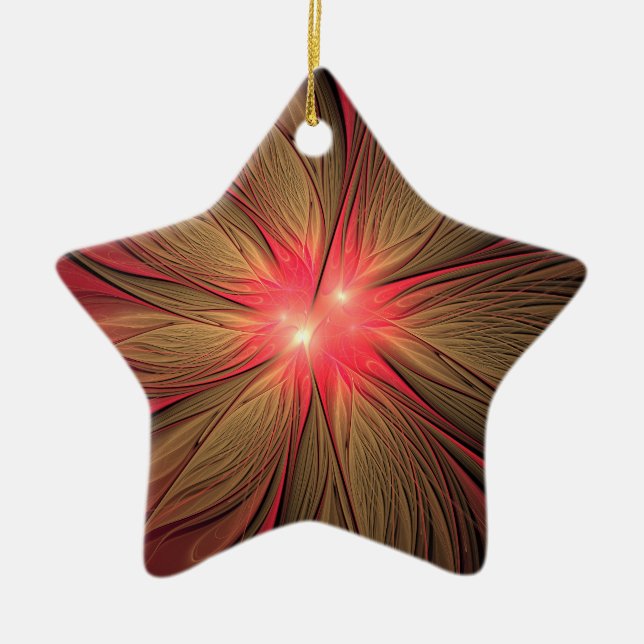 Red fansy fractal flower   ceramic tree decoration (Front)