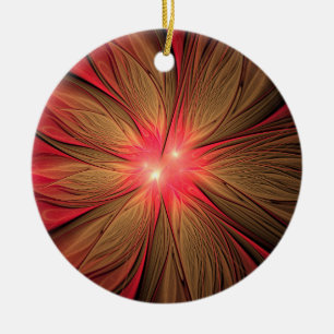 Red fansy fractal flower ceramic tree decoration