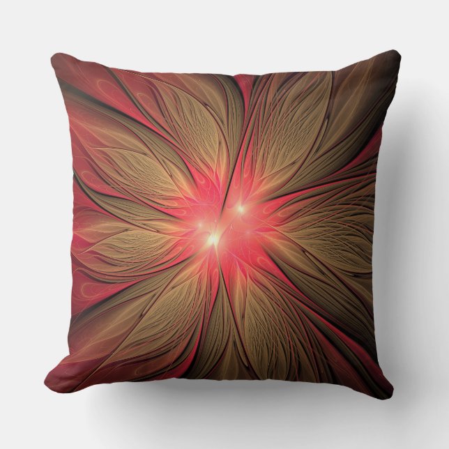 Red fansy fractal flower   cushion (Front)
