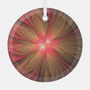 Red fansy fractal flower  glass tree decoration