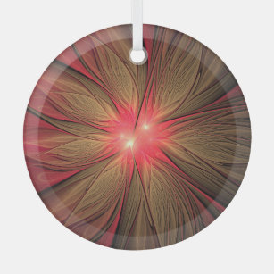 Red fansy fractal flower  glass tree decoration