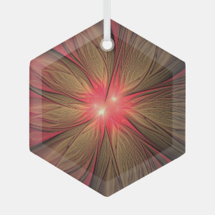 Red fansy fractal flower   glass tree decoration