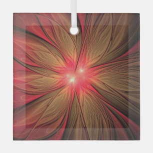 Red fansy fractal flower glass tree decoration