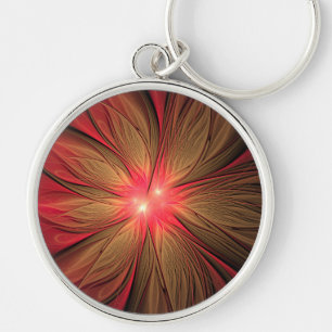 Red fansy fractal flower  key ring