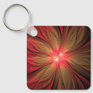 Red fansy fractal flower key ring
