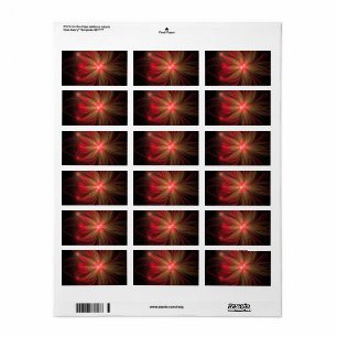 Red fansy fractal flower label