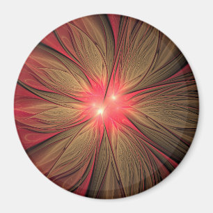 Red fansy fractal flower magnet