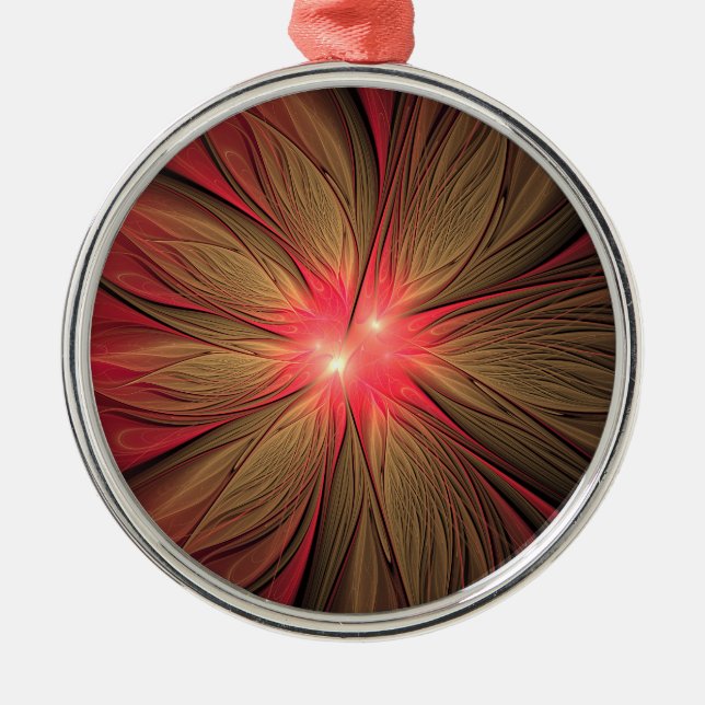 Red fansy fractal flower   metal tree decoration (Front)