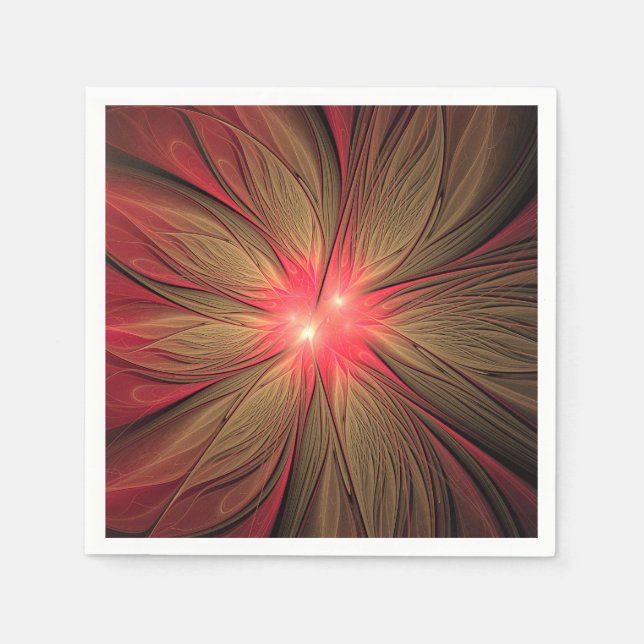 Red fansy fractal flower   napkin (Front)