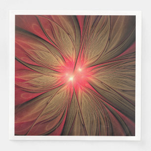 Red fansy fractal flower napkin