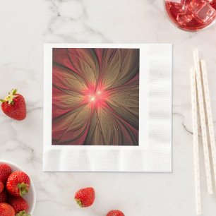 Red fansy fractal flower napkin