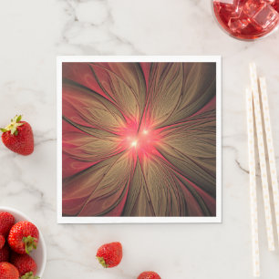 Red fansy fractal flower napkin