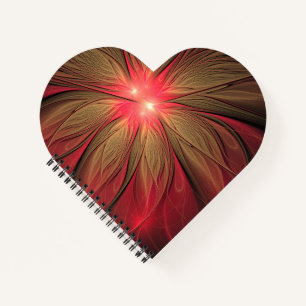 Red fansy fractal flower  notebook