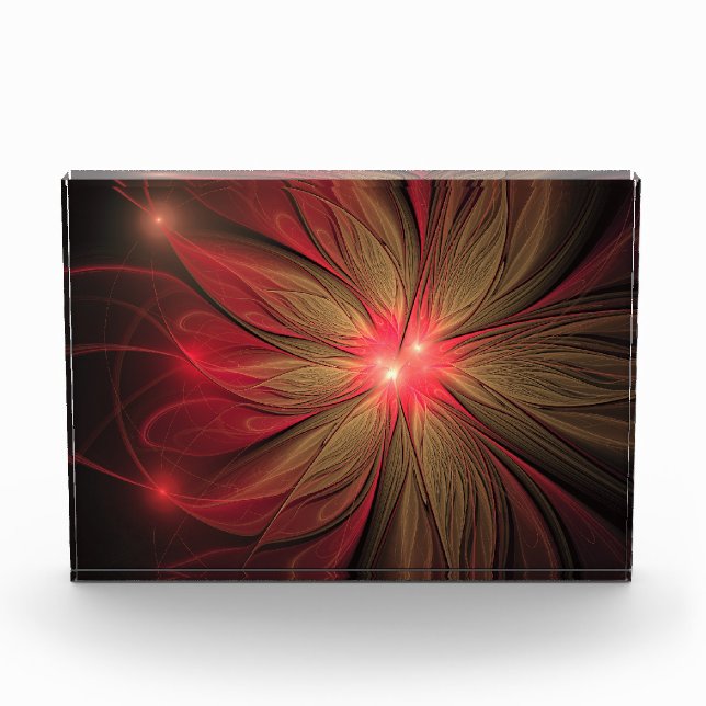 Red fansy fractal flower  photo block (Front)