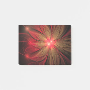Red fansy fractal flower post-it notes