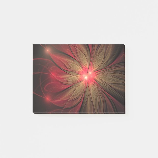 Red fansy fractal flower  post-it notes (Front)