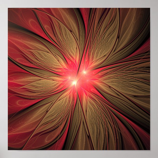 Red fansy fractal flower   poster (Front)