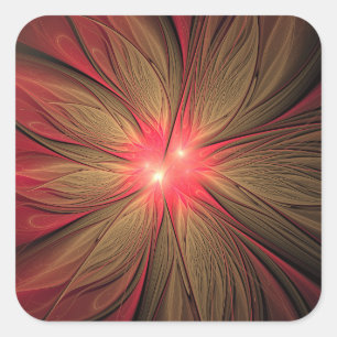 Red fansy fractal flower  square sticker