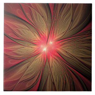 Red fansy fractal flower tile