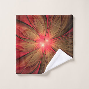 Red fansy fractal flower   wash cloth