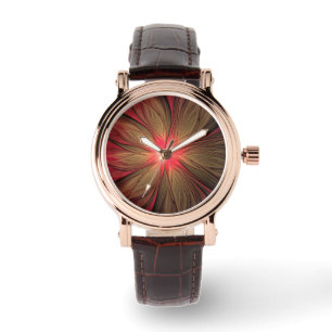 Red fansy fractal flower watch