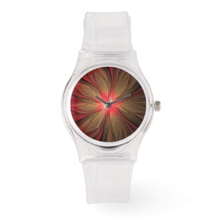 Red fansy fractal flower watch