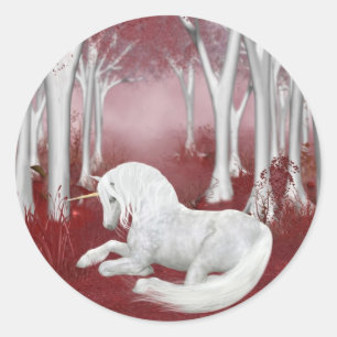 Red fantasy classic round sticker