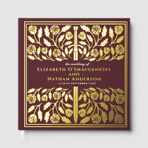 Red Fantasy Royal Mediaeval Sword Wedding Guest Book
