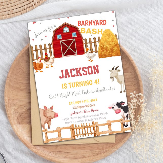 Red Farm Birthday Invitations (Red Farm Birthday Invitations)