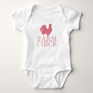 Red Farm Chick with Rooster Baby Bodysuit