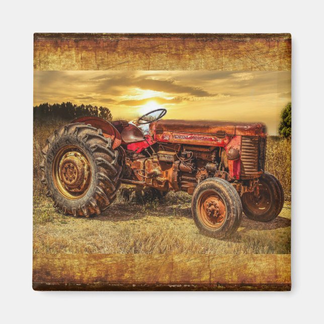 Red Farm Tractor Magnet (Front)