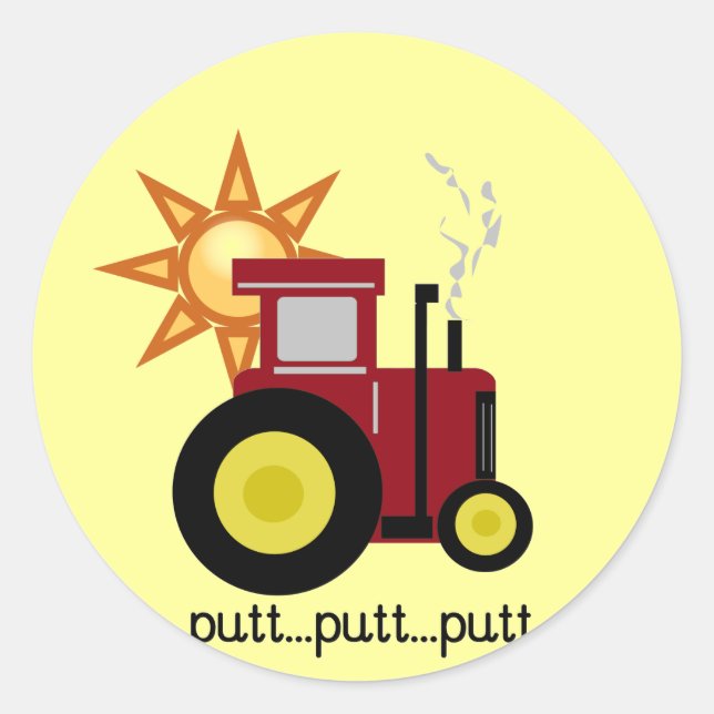 Red Farm Tractor T-shirts and Gifts Classic Round Sticker (Front)