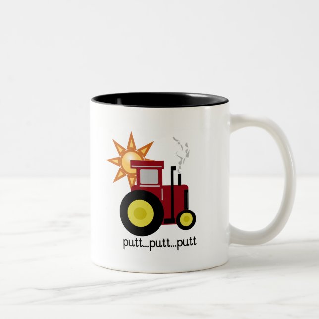Red Farm Tractor T-shirts and Gifts Two-Tone Coffee Mug (Right)