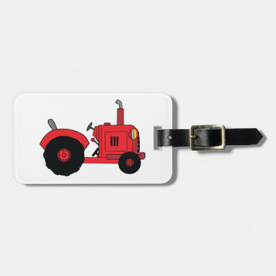 Red Farm Tractor Vehicle Luggage Tag