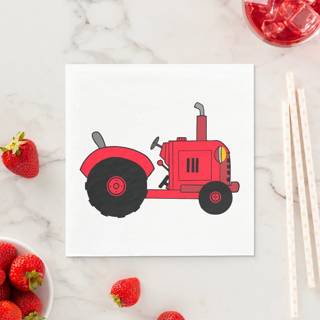 Red Farm Tractor Vehicle Napkin (Creator Uploaded)