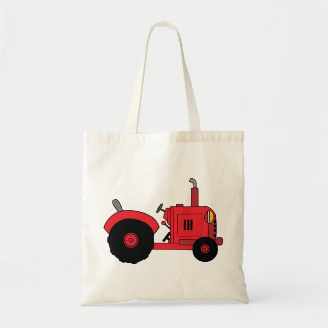Red Farm Tractor Vehicle Tote Bag (Front)