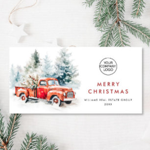 Red Farm Truck Christmas Corporate Greeting Holiday Card