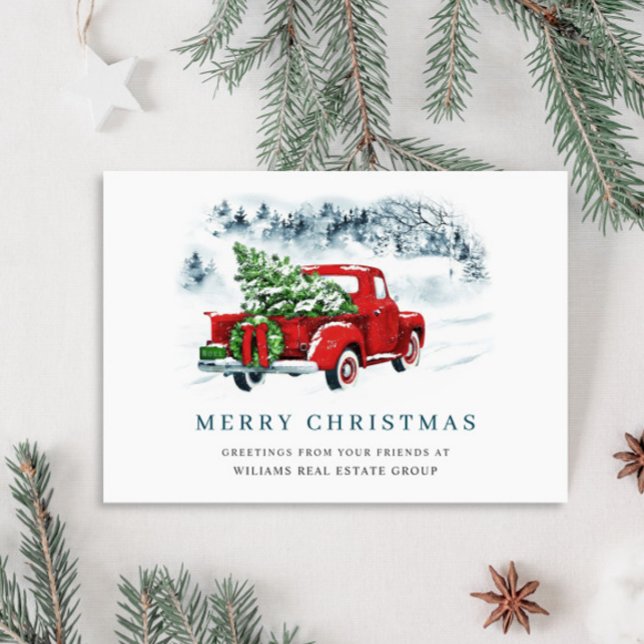 Red Farm Truck Christmas Corporate Greeting Holiday Card (Creator Uploaded)